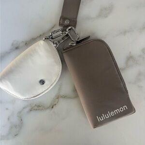 Lululemon Taupe White Dual Pouch Wallet Wristlet